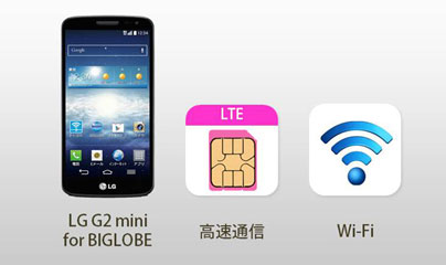「データ専用SIM」＋「LG G2 mini for BIGLOBE」